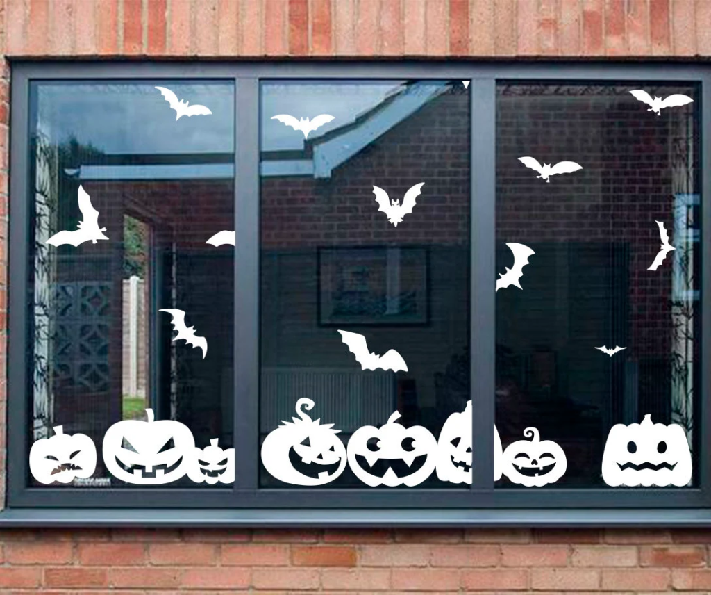 Use glass decals to decorate for Halloween